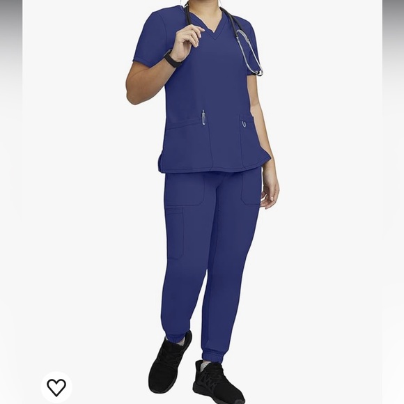 New- Small V Neck Scrub Top & Jogger Scrub Pant - Picture 1 of 7